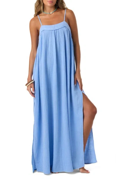 O'neill Sai Saltwater Solids Cover-up Cotton Maxi Dress In Blue