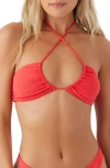 O'neill Saltwater Solids Embry Convertible Bikini Top In Bittersweet