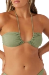 O'neill Saltwater Solids Embry Convertible Bikini Top In Oil Green