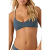 O'neill Saltwater Solids Huntington Lace-up Bikini Top In Blue