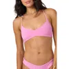 O'neill Saltwater Solids Huntington Lace-up Bikini Top In Pink