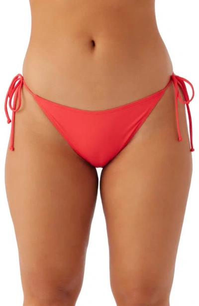 O'neill Saltwater Solids Maracas Side Tie Bikini Bottoms In Bittersweet