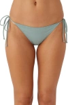 O'neill Saltwater Solids Maracas Side Tie Bikini Bottoms In Silver Blue