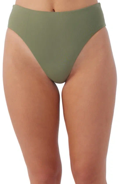 O'neill Saltwater Solids Max High Cut Bikini Bottoms In Oil Green