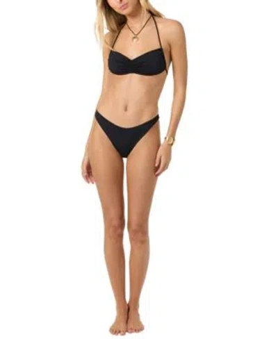 O'neill Oneill Saltwater Solids Pismo Top Cheeky Coverage Swim Bottoms In Black
