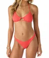 O'neill Saltwater Solids Rib Hermosa Skimpy Bikini Bottoms In Cayenne In Orange