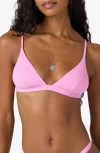 O'neill Saltwater Solids Seaside Triangle Bikini Top In Pink