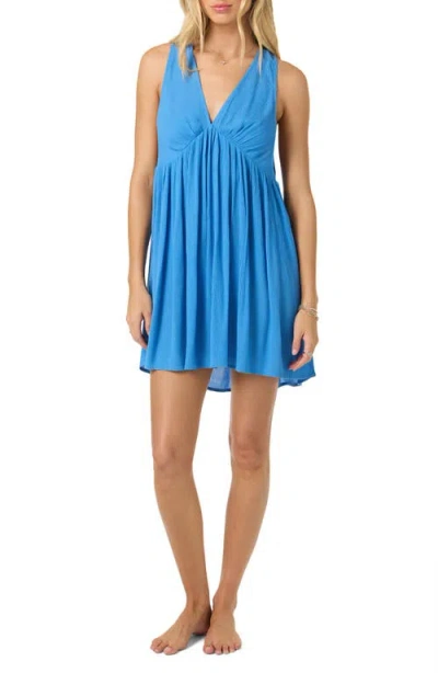 O'neill Saltwater Solids Teddy Cover-up Minidress In Blue