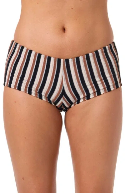 O'neill Sand Dollar Stripe Surf's Up Boyshort Bikini Bottoms In Multi