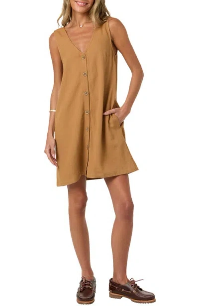 O'neill Sanders Button-up Minidress In Brown