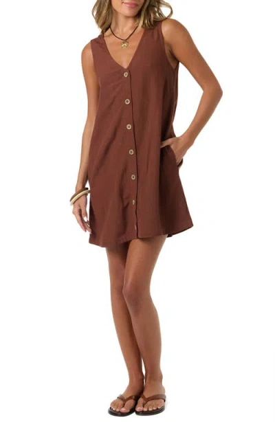 O'neill Sanders Button-up Minidress In Brown