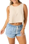 O'neill Sanders Side Button Crop Tank In Neutral