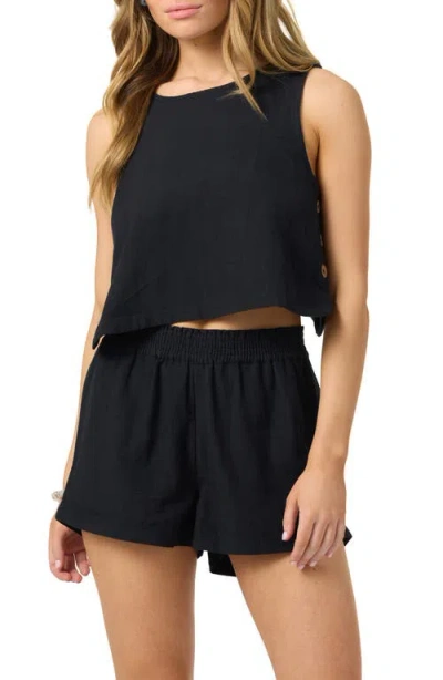 O'neill Sanders Side Button Crop Tank In Black