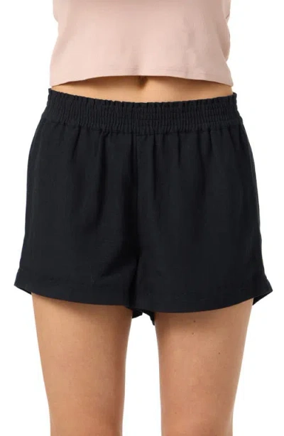 O'neill Sanders Smocked Waist Shorts In Black