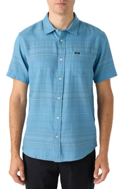 O'neill Seafaring Stripes Short Sleeve Button-up Shirt In Blue Shadow