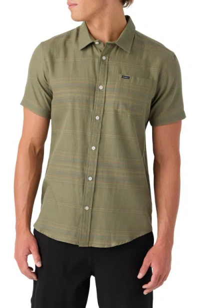 O'neill Seafaring Stripe Standard Shirt In Deep Lichen Green
