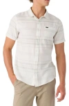 O'neill Seafaring Stripes Short Sleeve Button-up Shirt In White