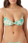O'neill Shell Abstract Malibu Bikini Top In Green Multi Colored