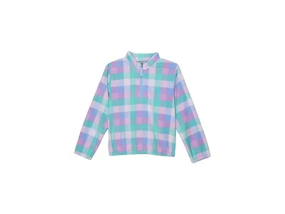 O'neill Kids' Shiloh Sweatshirt Girls Blue Check Long Sleeve Quarter-zip Gbo217