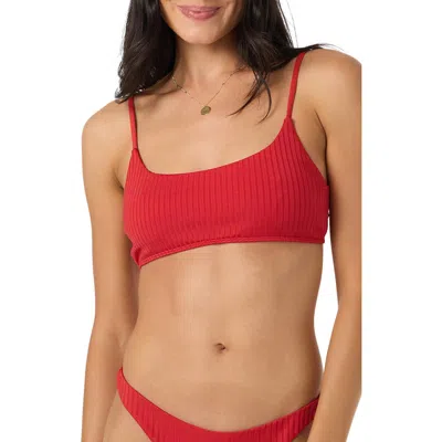 O'neill Shorebreak Rib Surfside Bikini Top In Red