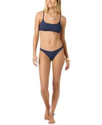 O'neill Oneill Shorebreak Rib Surfside Top Pull On Bikini Bottom In Blue