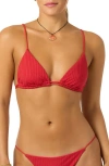 O'neill Shorebreak Rib Tanning Triangle Bikini Top In Red