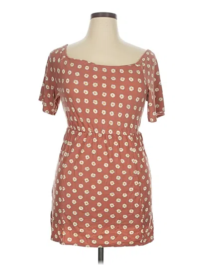 Pre-owned O'neill Short Sleeve Top Orange Square Neckline Tops