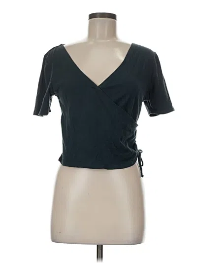 Pre-owned O'neill Short Sleeve Top Teal Plunge Neckline Tops In Blue