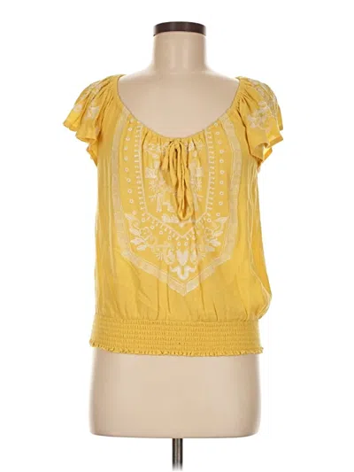 Pre-owned O'neill Short Sleeve Top Yellow Sweetheart Neckline Tops
