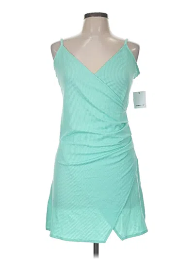 Pre-owned O'neill Sleeveless Top Teal One Shoulder Neckline Tops In Green