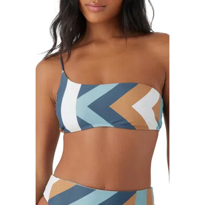 O'neill Soli Geo Seal Beach One-shoulder Bikini Top In Blue Multi