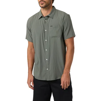 O'neill Standard Fit Trvlr Perforated Short Sleeve Performance Button-up Shirt In Green