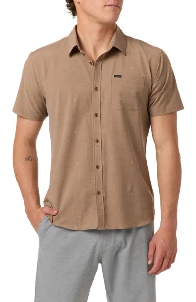 O'neill Standard Fit Trvlr Traverse Performance Short Sleeve Button-up Shirt In Brown