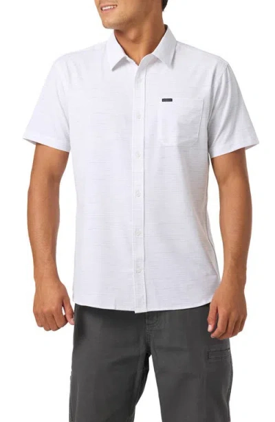 O'neill Standard Fit Trvlr Traverse Stripe Short Sleeve Performance Button-up Shirt In White