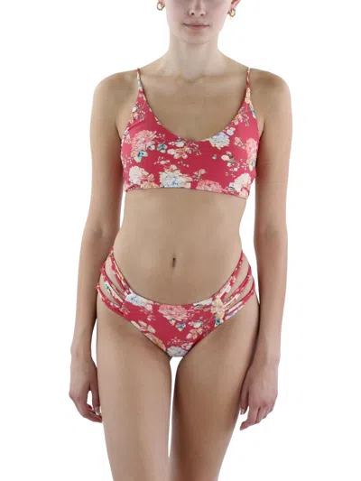 O'neill Stella Floral Middles Top Womens Floral Print Polyester Bikini Swim Top In Pink