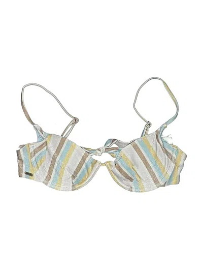 O'neill Swimsuit Top Ivory Stripes Pattern Swimwear In Multi
