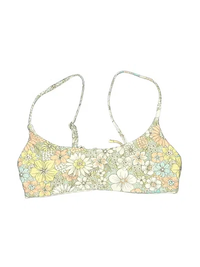 Pre-owned O'neill Swimsuit Top Yellow Floral Pattern Swimwear