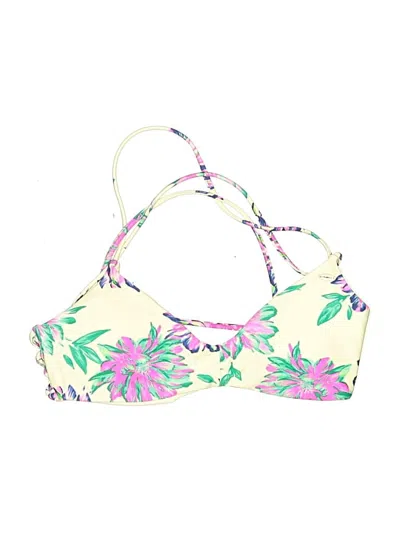 Pre-owned O'neill Swimsuit Top Yellow Floral Pattern Swimwear