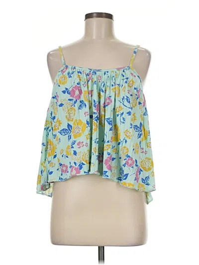 Pre-owned O'neill Tank Top Yellow Floral Pattern Strapless Neckline Tops