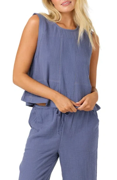 O'neill Tasia Cotton Gauze Tank In Blue