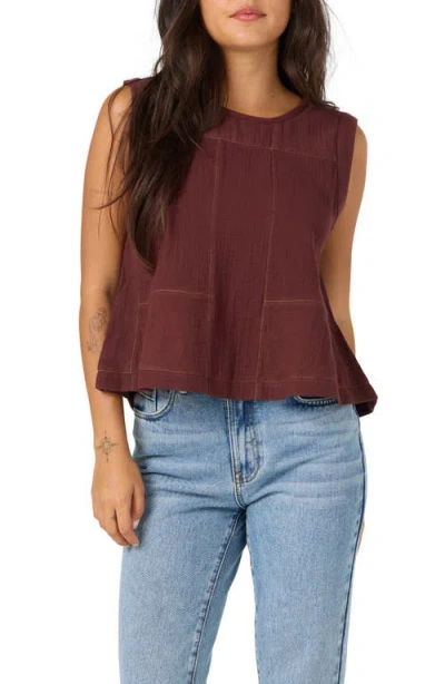 O'neill Tasia Cotton Gauze Tank In Brown