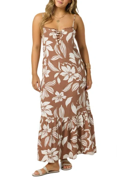 O'neill Tasmin Floral Maxi Sundress In Brown