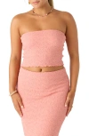 O'neill Terra Smocked Crop Tube Top In Coral Haze