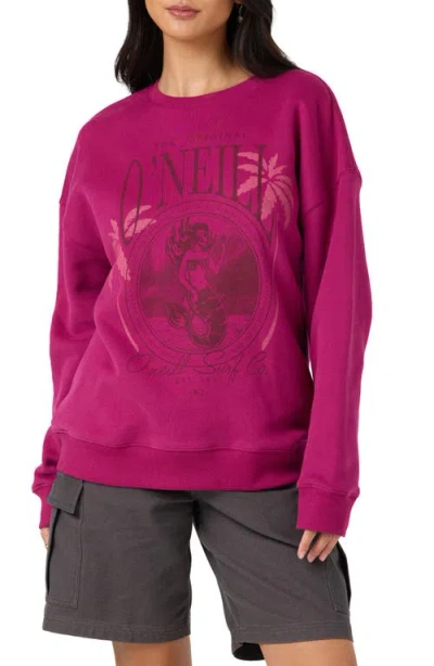 O'neill The Original Oversized Graphic Sweatshirt In Burgundy