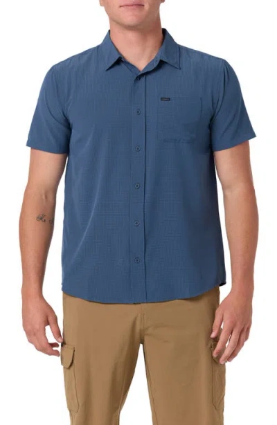 O'neill Trvlr Perforated Performance Short Sleeve Button Up Shirt In Gray
