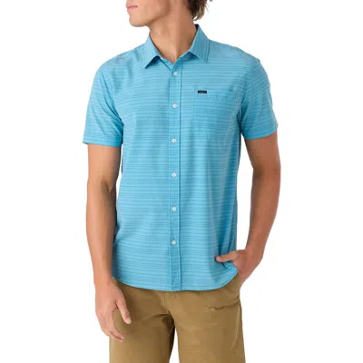 O'neill Trvlr Stripe Short Sleeve Performance Button-up Shirt In Blue Fade