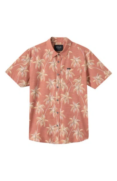 O'neill Trvlr Upf Traverse Slub Short Sleeve Performance Button-up Shirt In Brown