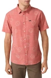 O'neill Trvlr Upf Traverse Slub Short Sleeve Performance Button-up Shirt In Ginger Spice