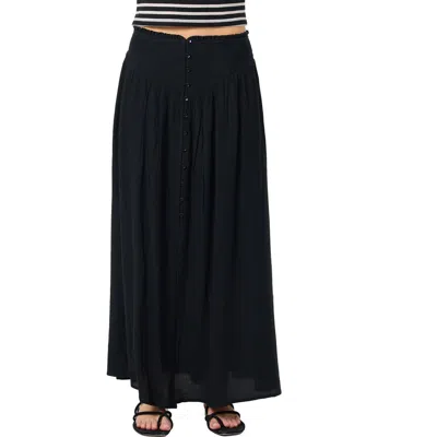 O'neill Tryston Button Front Midi Skirt In Black