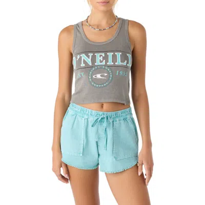 O'neill University Logo Graphic Crop Tank In Smoked Pearl